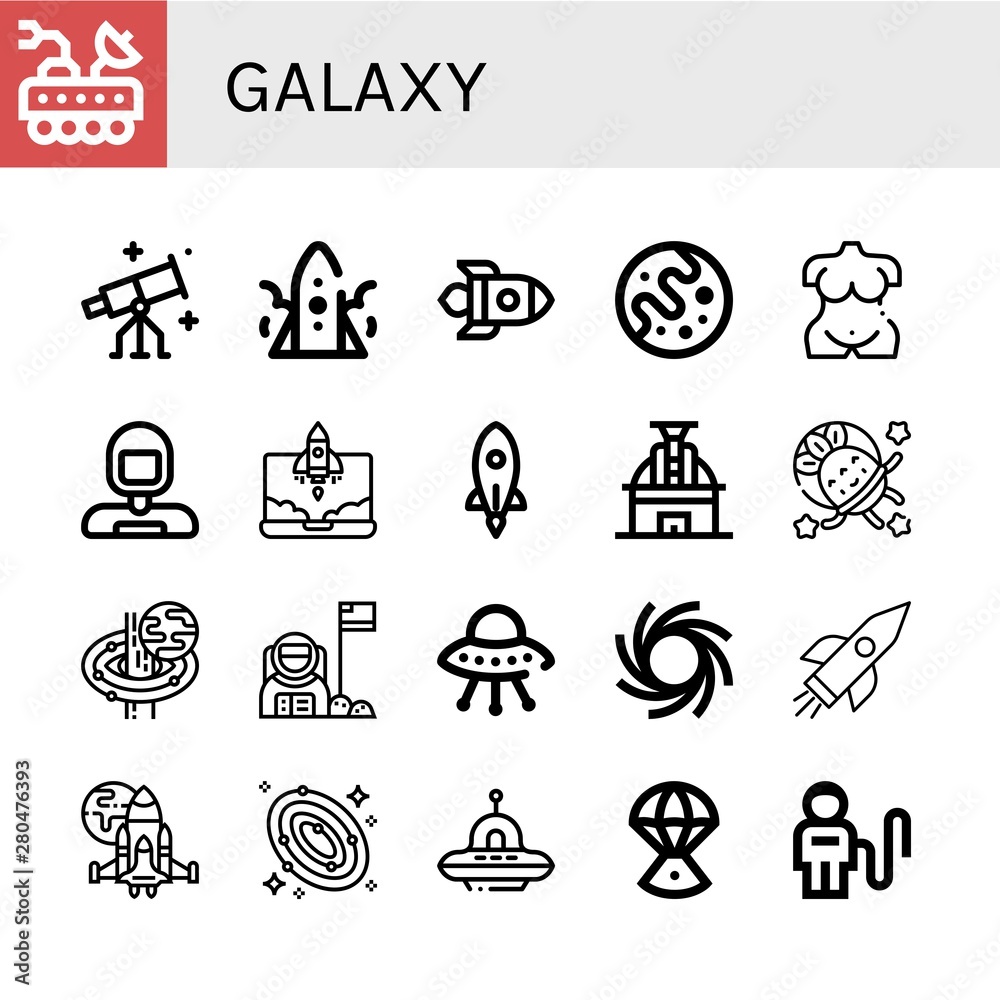 Set of galaxy icons such as Moon rover, Stargazing, Rocket, Mars, Venus, Astronaut, Observatory, Black hole, Ufo, Spaceship, Galaxy, Space capsule , galaxy Set of galaxy icons such as Moon rover, Stargazing, Rocket, Mars, Venus, Astronaut, Observatory, Black hole, Ufo, Spaceship, Galaxy, Space capsule , galaxy