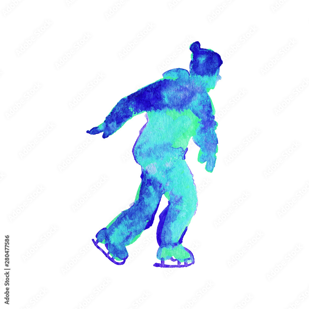 Watercolor skate boy silhouette Watercolor skate boy silhouette