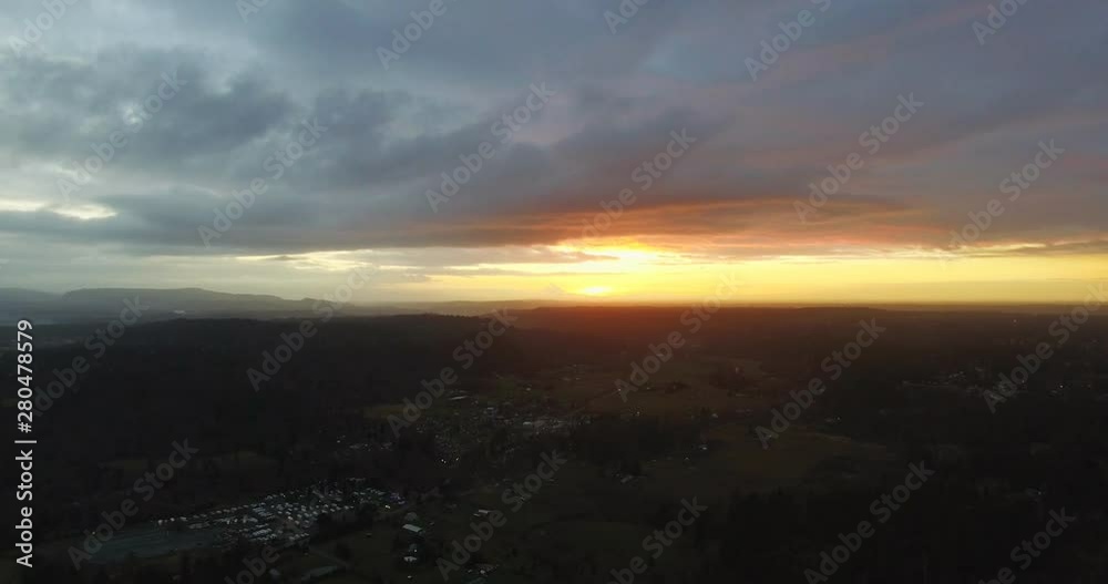 Sunset aerial view of the village Sunset aerial view of the village