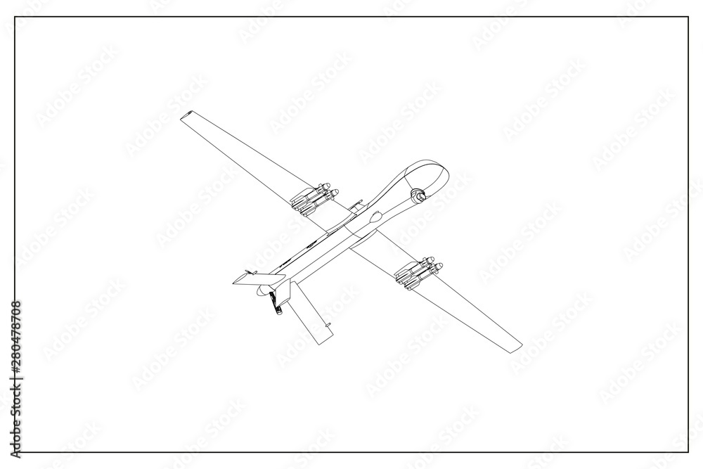 3D illustration of a military drone. 3D illustration of a military drone.