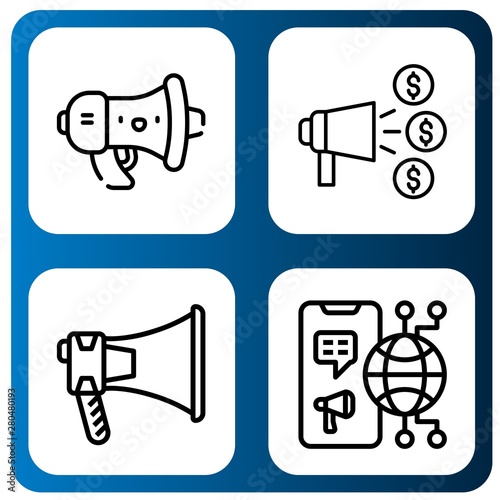 Set of propaganda icons such as Megaphone, Announce , propaganda