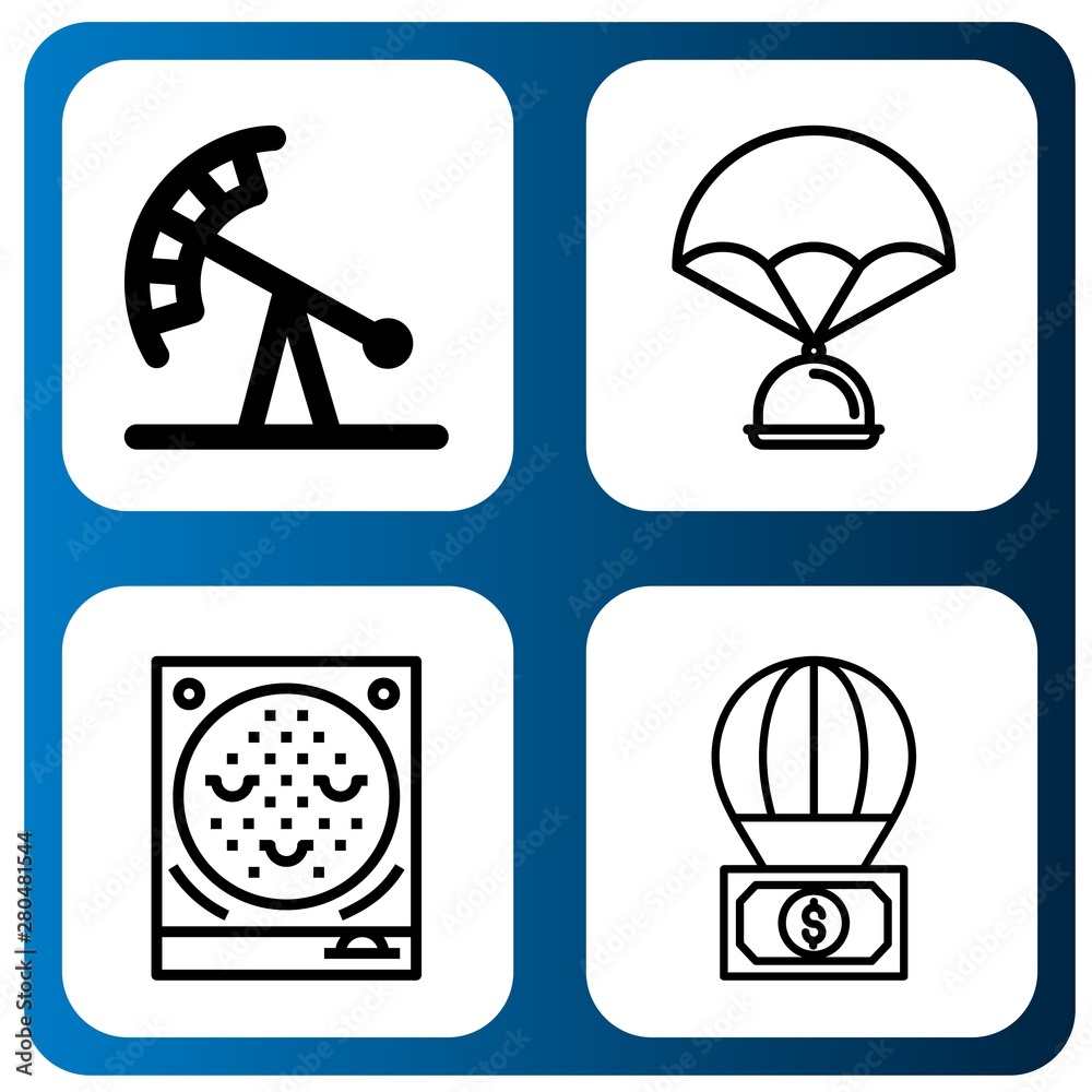 Set of parachuting icons such as Pendulum ride, Parachute, Pachinko , parachuting Set of parachuting icons such as Pendulum ride, Parachute, Pachinko , parachuting