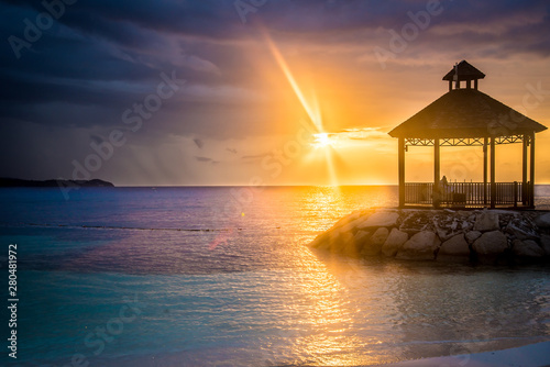 Sunset at Montego Bay Jamaica  photo