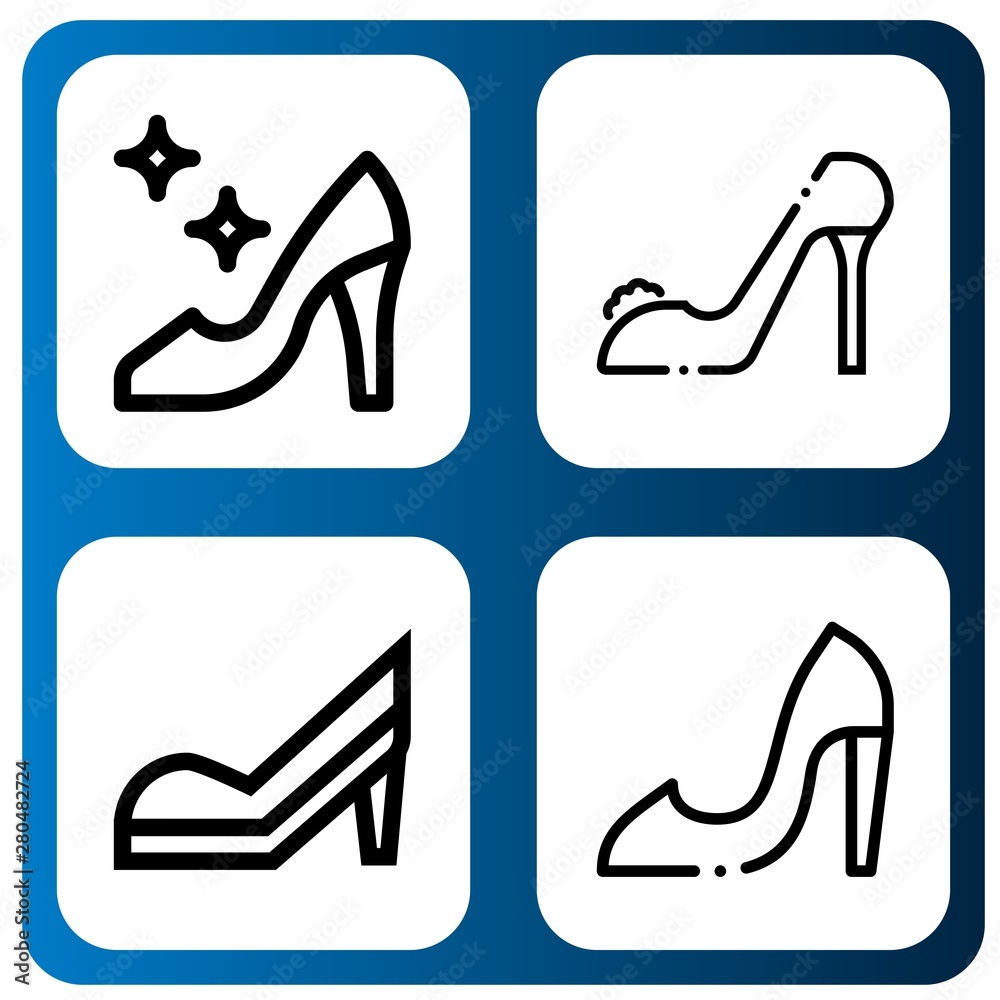 Set of heeled icons such as High heels , heeled
