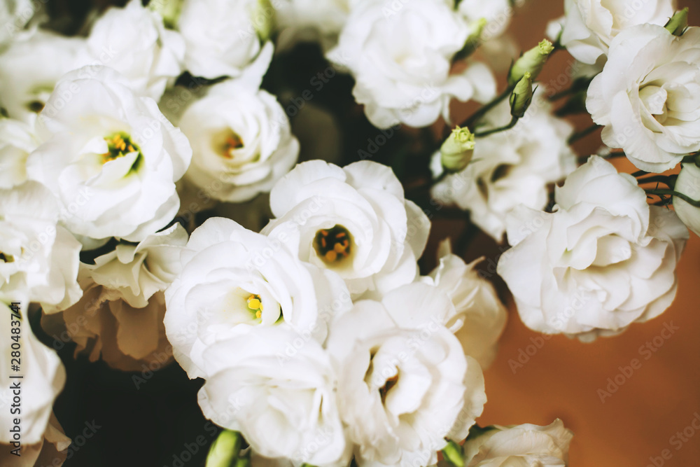 Bunch of white eustoma flowers. Bunch of white eustoma flowers.