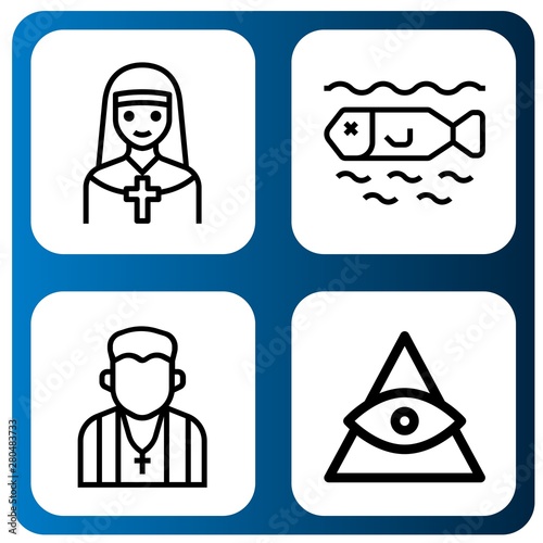 Set of priest icons such as Nun, Dead, Pastor, God , priest