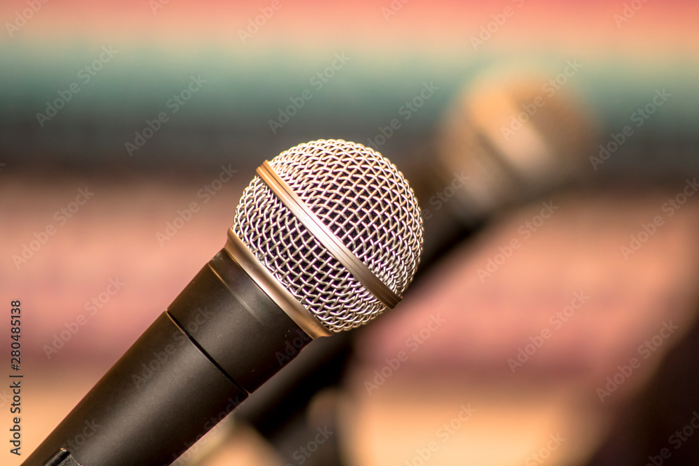 Obraz premium Close up of microphone with selective focus in Brazil