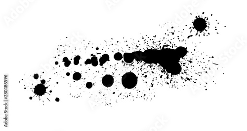 Black spots of paint on a white background. Vector