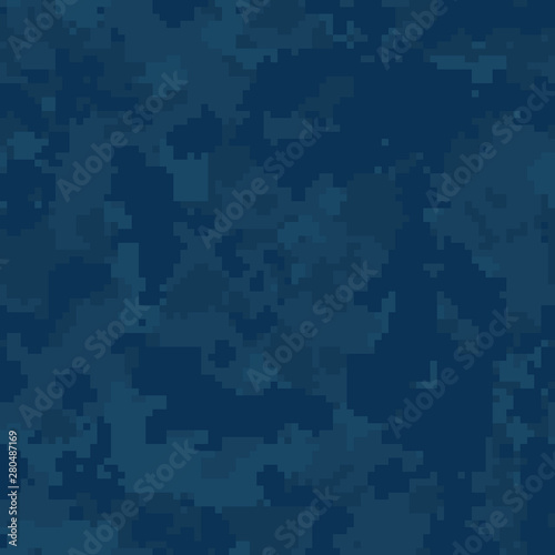 Seamless digital pixel subtle blue military fashion camo pattern vector