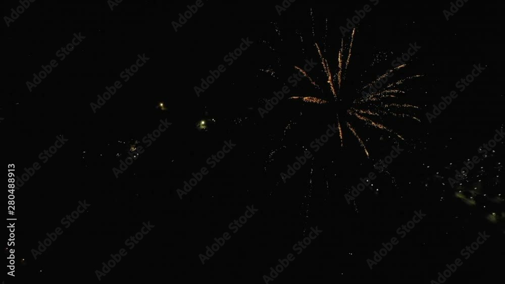 Aerial of Fireworks Over Small Town Aerial of Fireworks Over Small Town