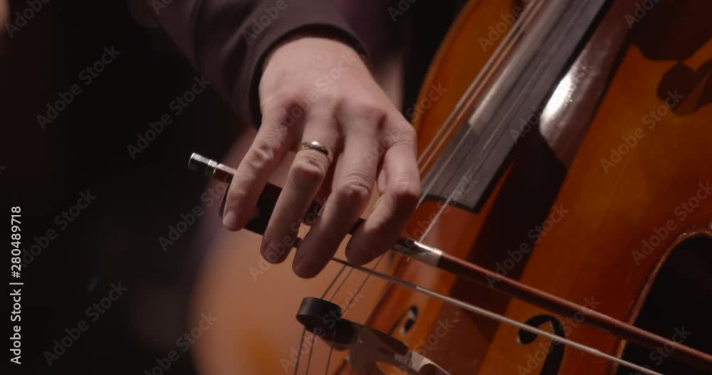 double bass close-up shot during concert double bass close-up shot during concert