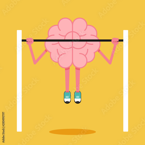 Brain training with horizontal bar flat design. Creative idea concept