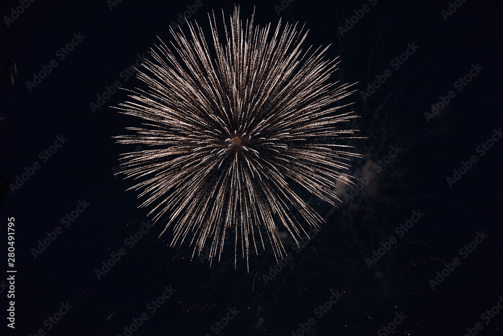 fireworks in the sky. fireworks on the black sky. closeup fireworks in the sky. fireworks on the black sky. closeup