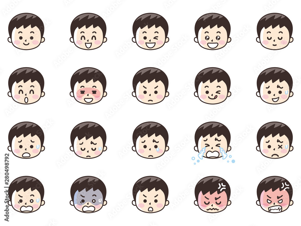 男の子の表情バリエーション