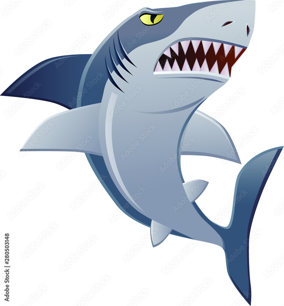 Fototapeta premium Angry great white shark vector icon