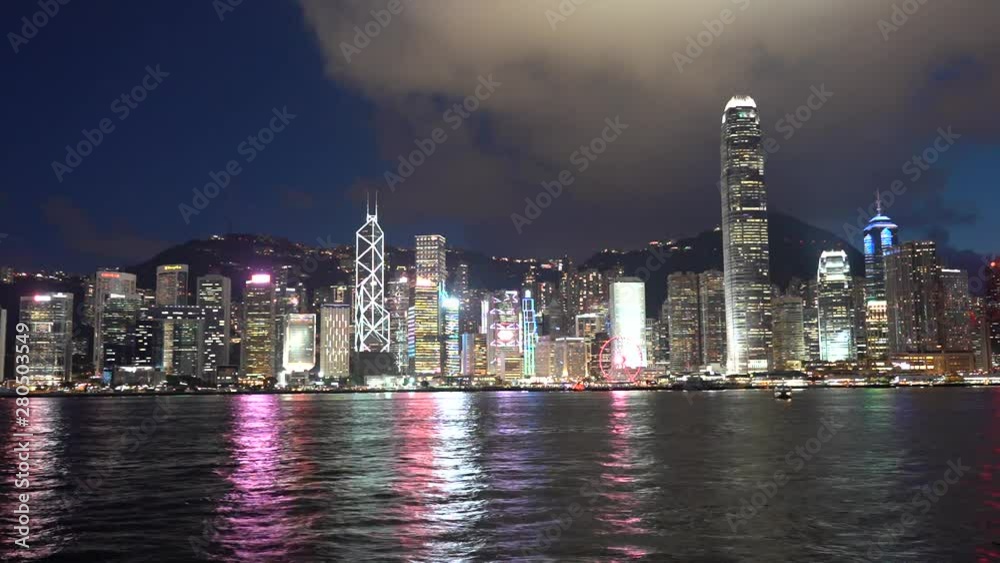 Hong Kong Skyscrapers at night. Hyperlapse Hong Kong Skyscrapers at night. Hyperlapse