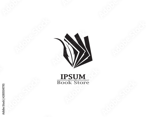 Write book with feather pen logo template vector