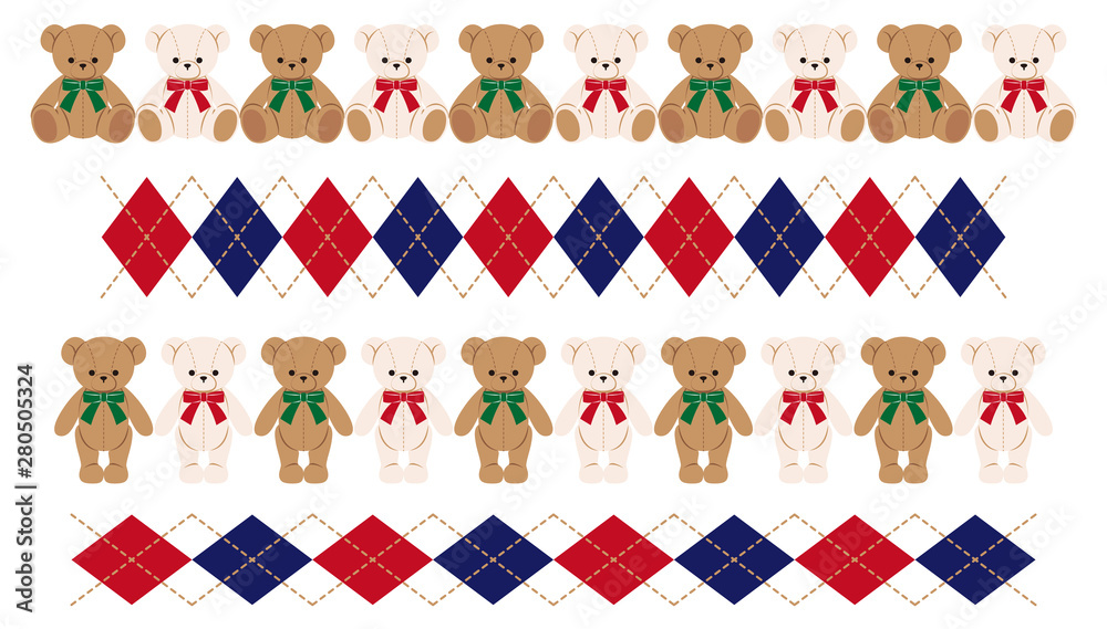 Naklejka premium テディベア_ライン