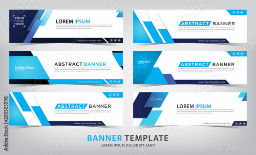 set of corporate blue banner template, vector illustration