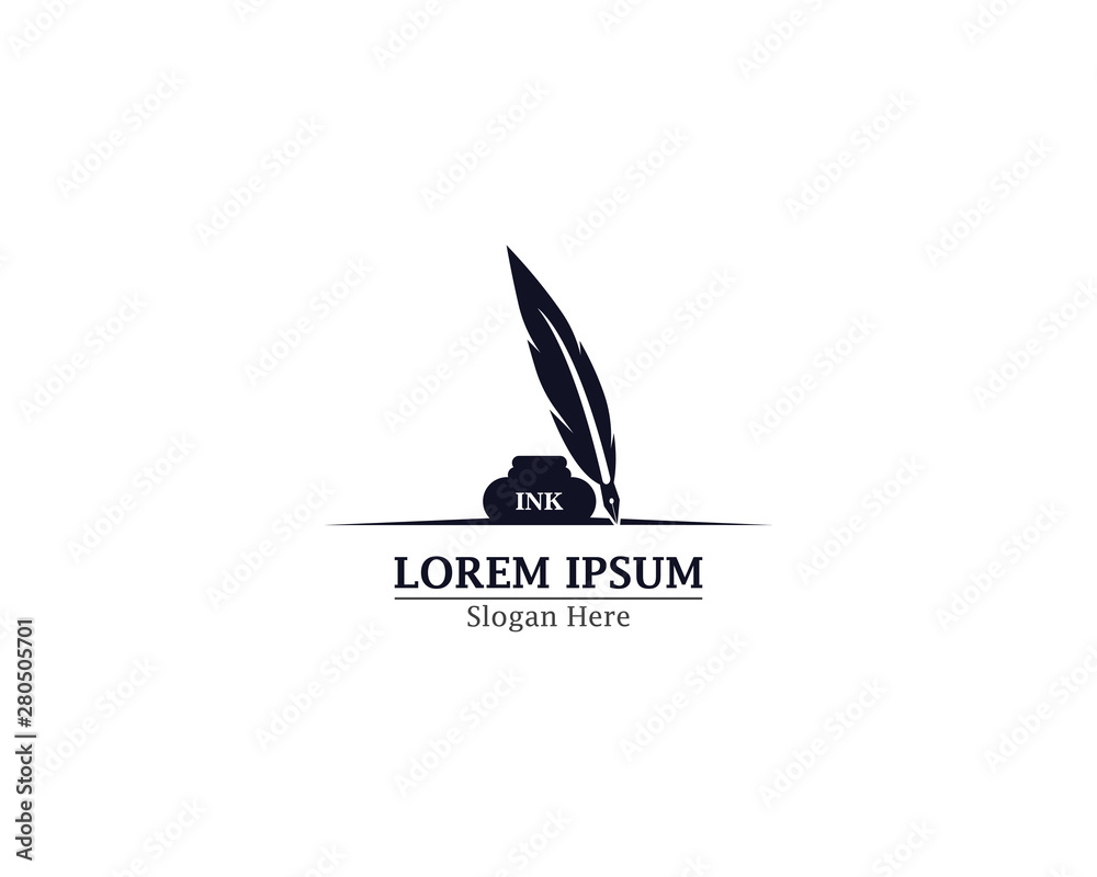 Fototapeta premium Feather ink pen logo illustartion design