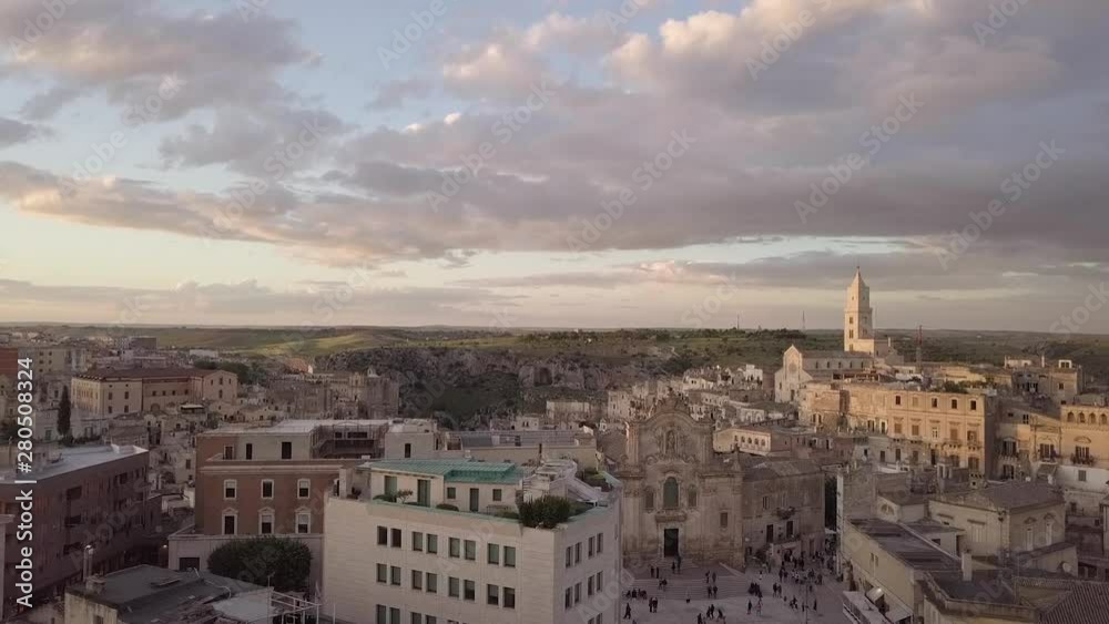 Aerial view of Matera in Italy during very nice sunset. Aerial view of Matera in Italy during very nice sunset.