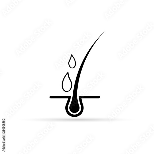 black hair with drop icon, vector illustration
