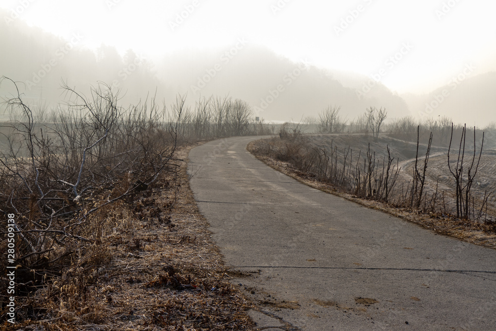 Country road at cold winter season Country road at cold winter season