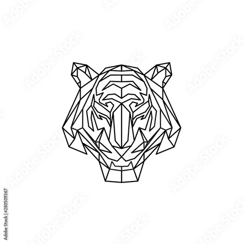 polygonal tiger head logo isolated on white background. modern and geometric logo