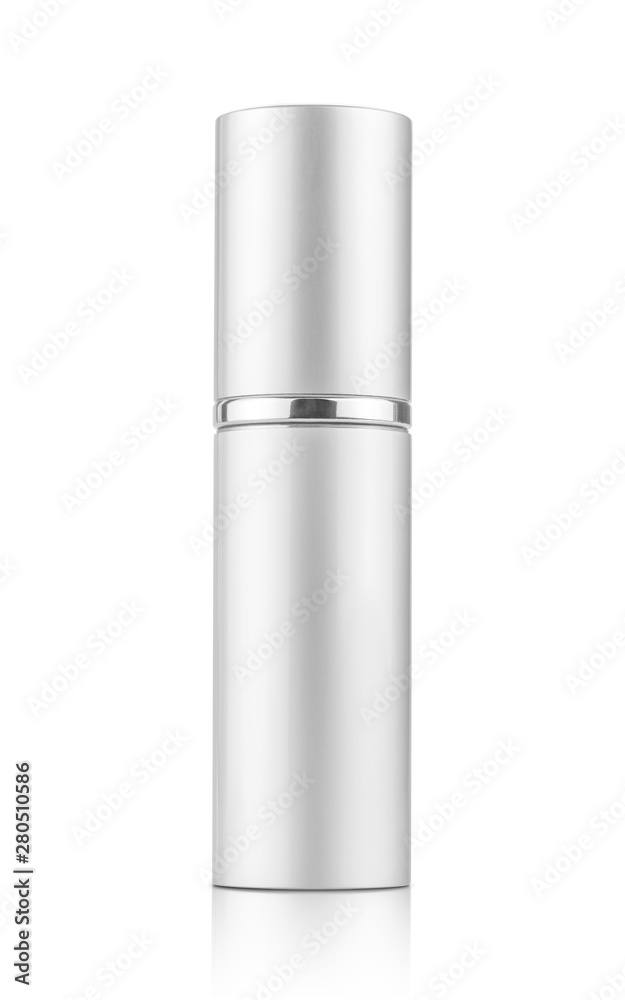 silver spray tube for cosmetic product design mock-up silver spray tube for cosmetic product design mock-up