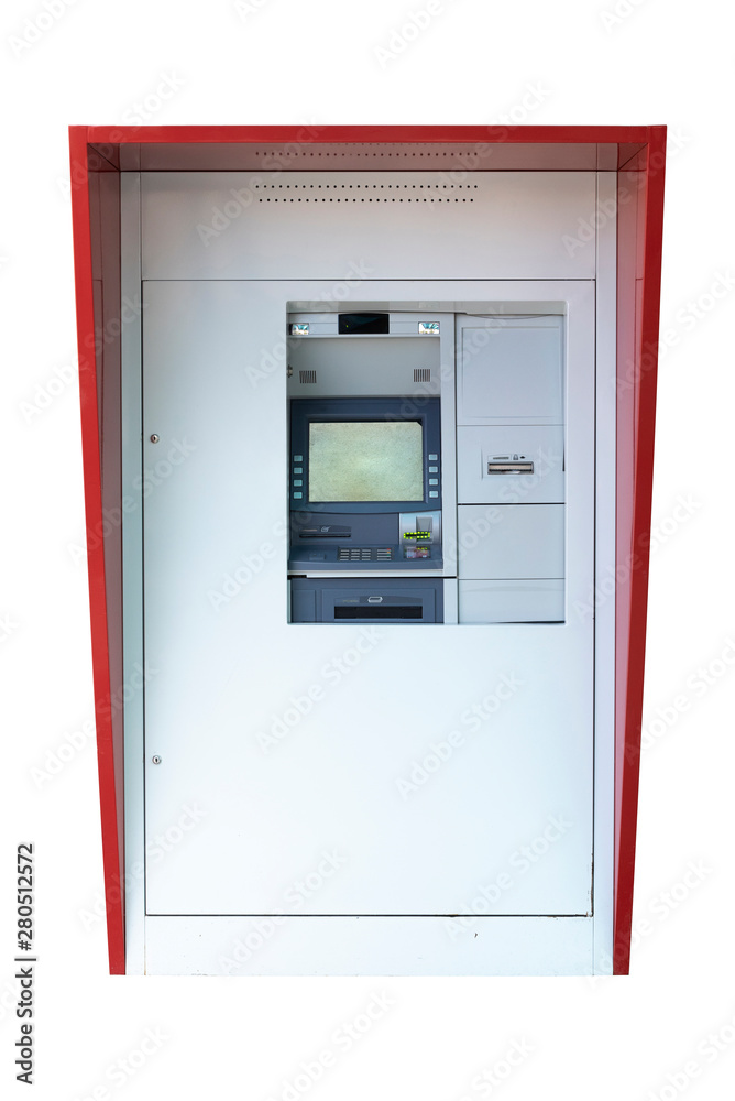 ATM Bank Cash Machine kiosk Isolated on background ATM Bank Cash Machine kiosk Isolated on background