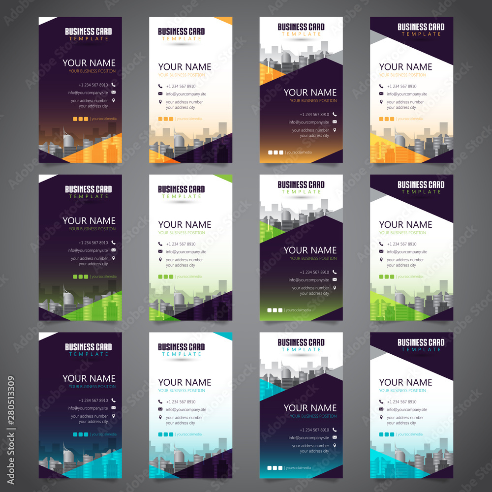 Set of Business Card with Various Alternate Colors