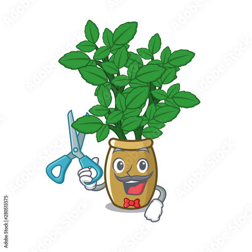 Barber lemon balm isolated in the character