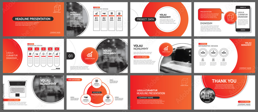 Presentation and slide layout background. Design red gradient circle ...