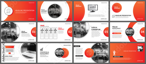 Presentation and slide layout background. Design red gradient circle template. Use for business annual report, flyer, marketing, leaflet, advertising, brochure, modern style.