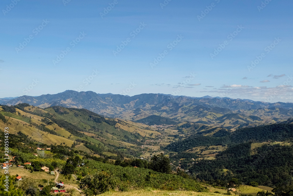 Panoramic view of the valley where is the city of 'Sao Bento do Sapucai' in the state of Sao Paulo.