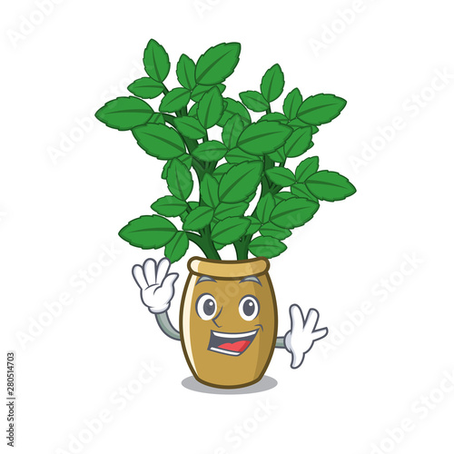 Waving lemon balm in a mascot pot