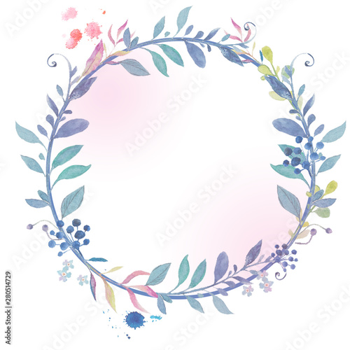 Flower pink and blue pastel frame vintage style