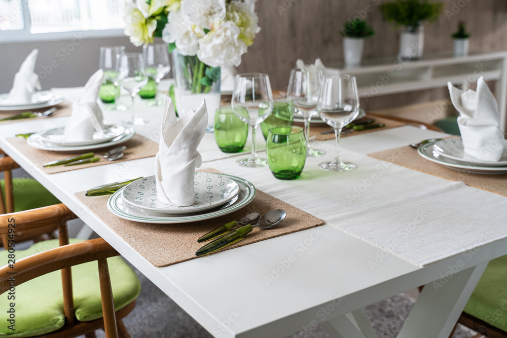 Fototapeta premium Set Dining Room Table in house