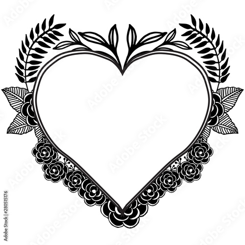 Shape of card, ornate and pattern floral frame, unique flower and leaf. Vector