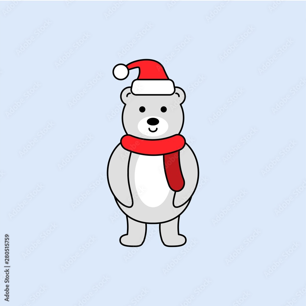 snow bear winter Christmas flat design editable outline illustration. snow bear winter Christmas flat design editable outline illustration.