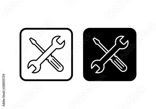 Repair icon. Wrench and screwdriver icon. Settings icon isolated