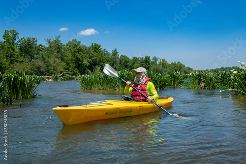 Kayaking on the Catawba River  Landsford Canal State Park  South Carolina 