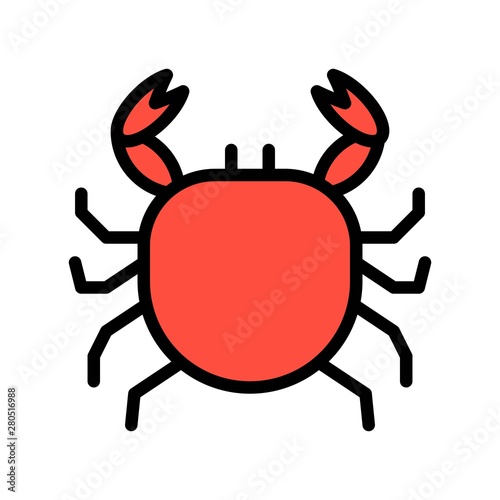 sea food crab or cockroach editable stroke icon  in filled design.