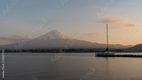 Beautiful Fuji mountain with Lake Kawaguchiko, Japan at Twilight times, fujisan © marchsirawit