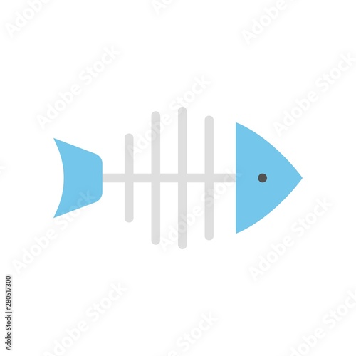  fish bone food set in flat design icon.