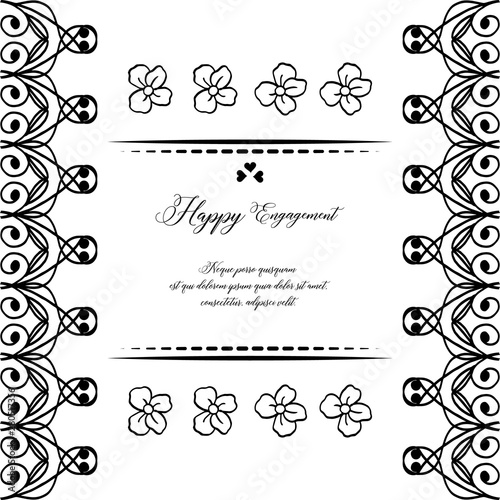 Lettering happy engagement, decoration of invitation card. Vector