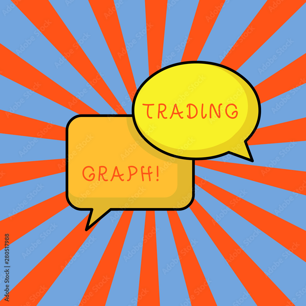 Conceptual hand writing showing Trading Graph. Concept meaning Represent the highs and lows of the trading period and price Pair of Overlapping Bubbles of Oval and Rectangular Shape