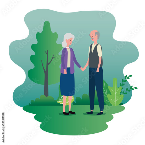 old woman and man couple with casual clothes