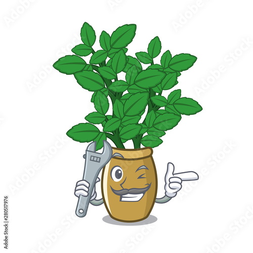 Mechanic lemon balm next the cartoon house