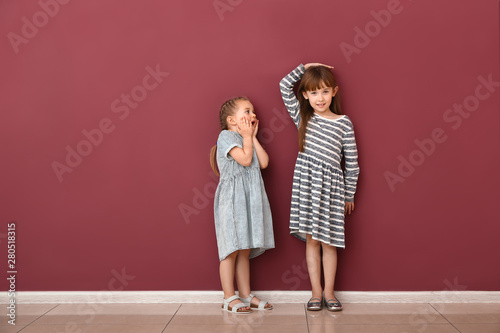 Little girls measuring heig...